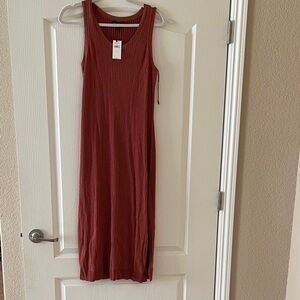 Banana Republic Ribbed with knit Tank Midi Dress - Rust orange, size slits , Sm